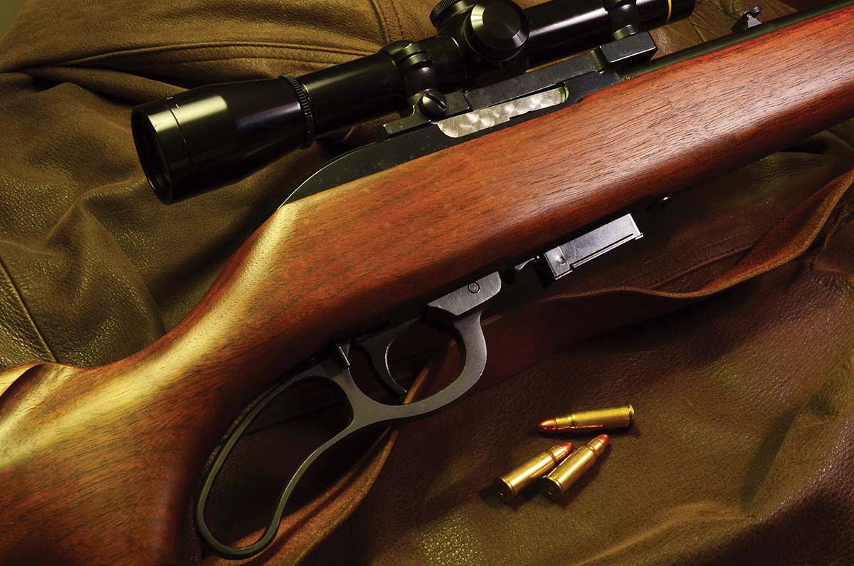Marlin Model 62 Levermatic, with a Leupold 3x scope, chambered in 256 Winchester Magnum. One of the few efforts since 1945 at a true, small-game rifle. The cartridge itself is excellent.